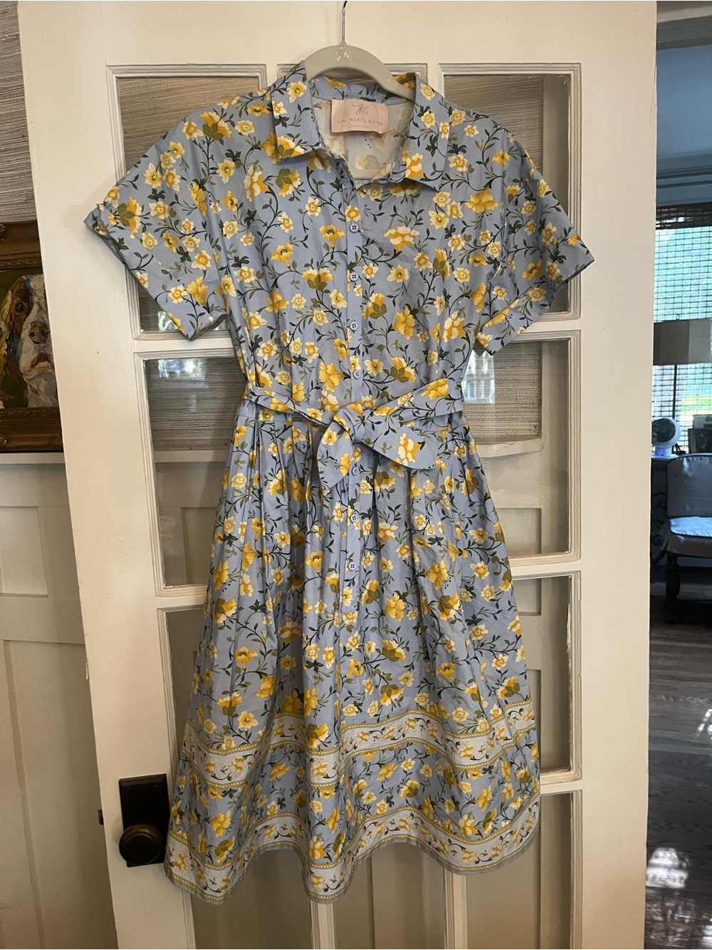 Gal Meets Glam Light Blue & Yellow Floral Midi Dress